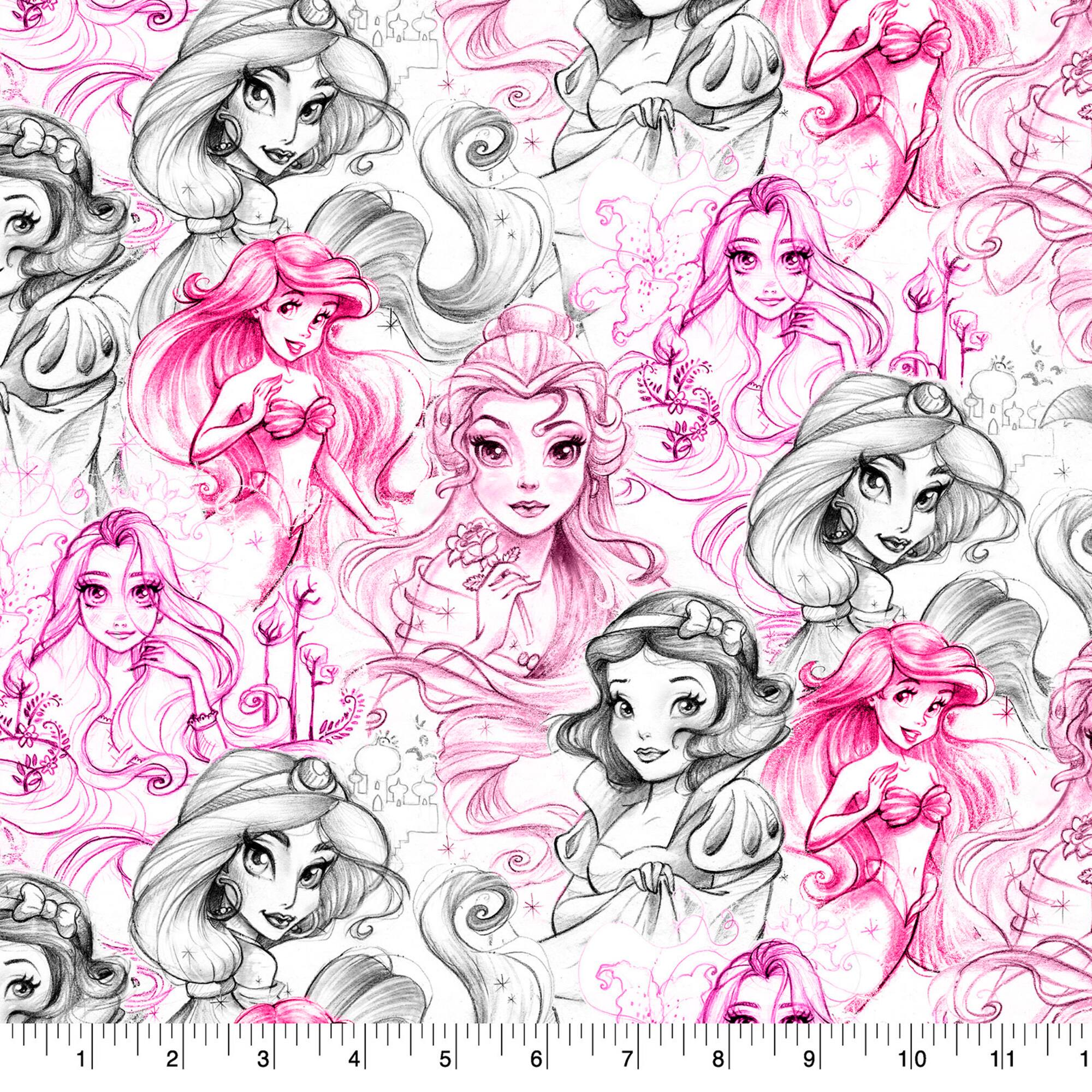 Disney® Princess Pink Sketch Cotton Fabric